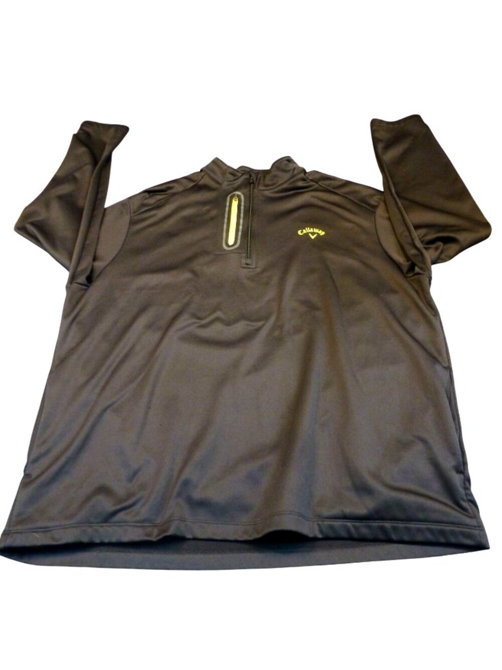 Callaway‎ Mens XXL Black Quarter-Zip Pullover Golf Jacket With Yellow Accent